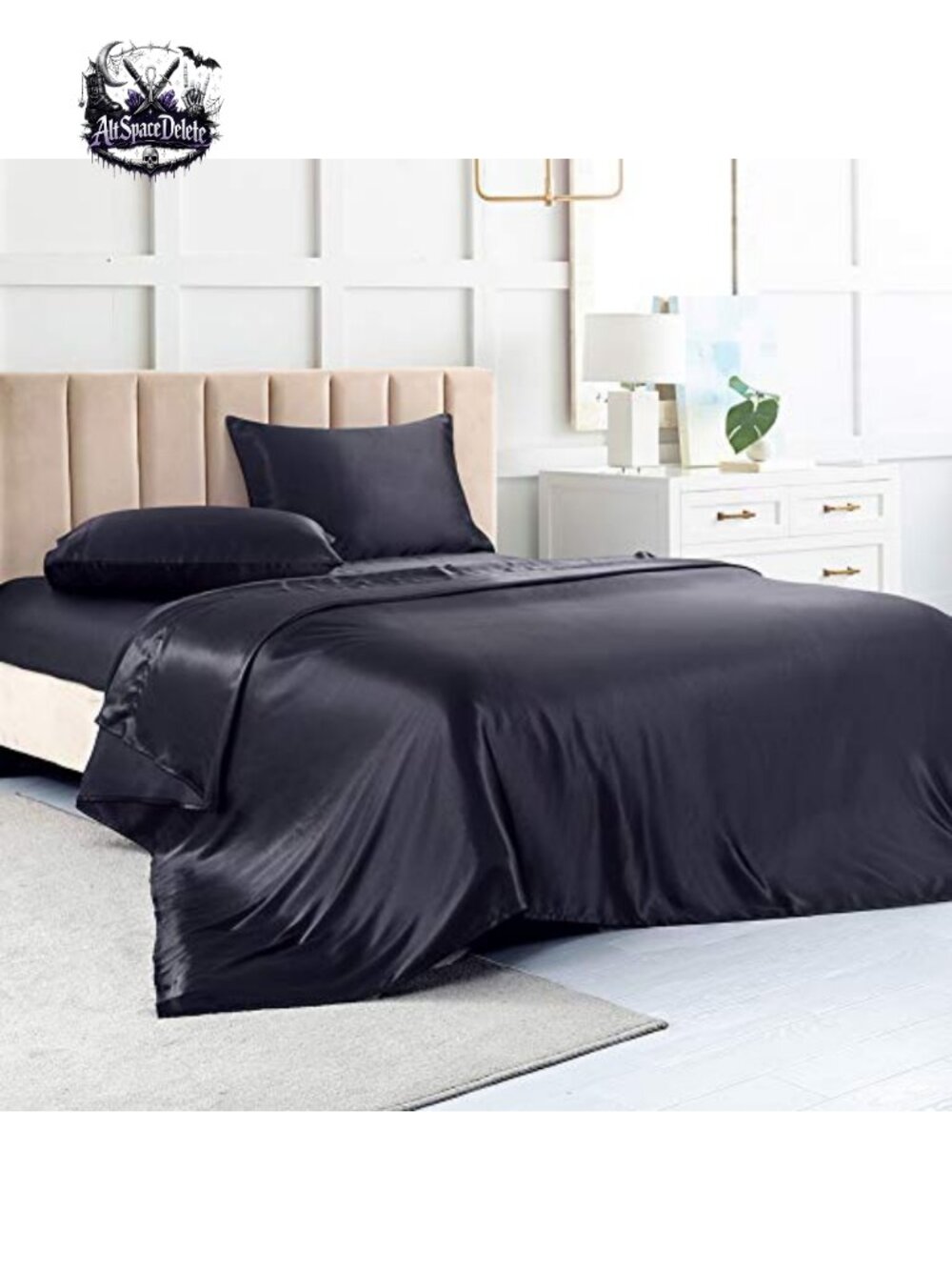 Satin Sheet Set Full Size 4 Piece Deep Pocket Silky Bedding Set
